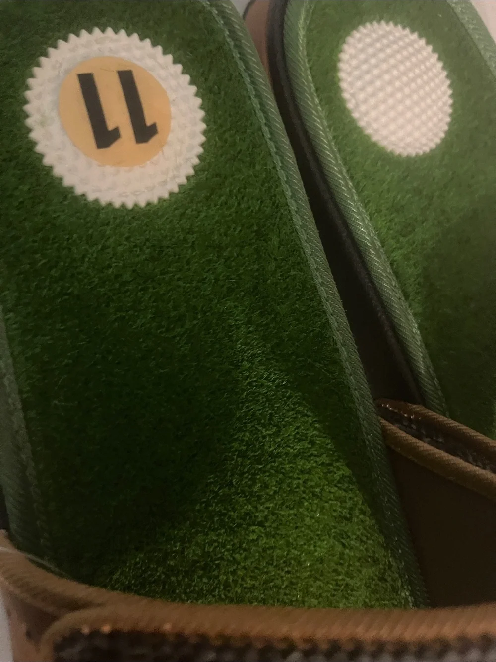 Golf-Themed Slide Sandals with Red Flag Accent